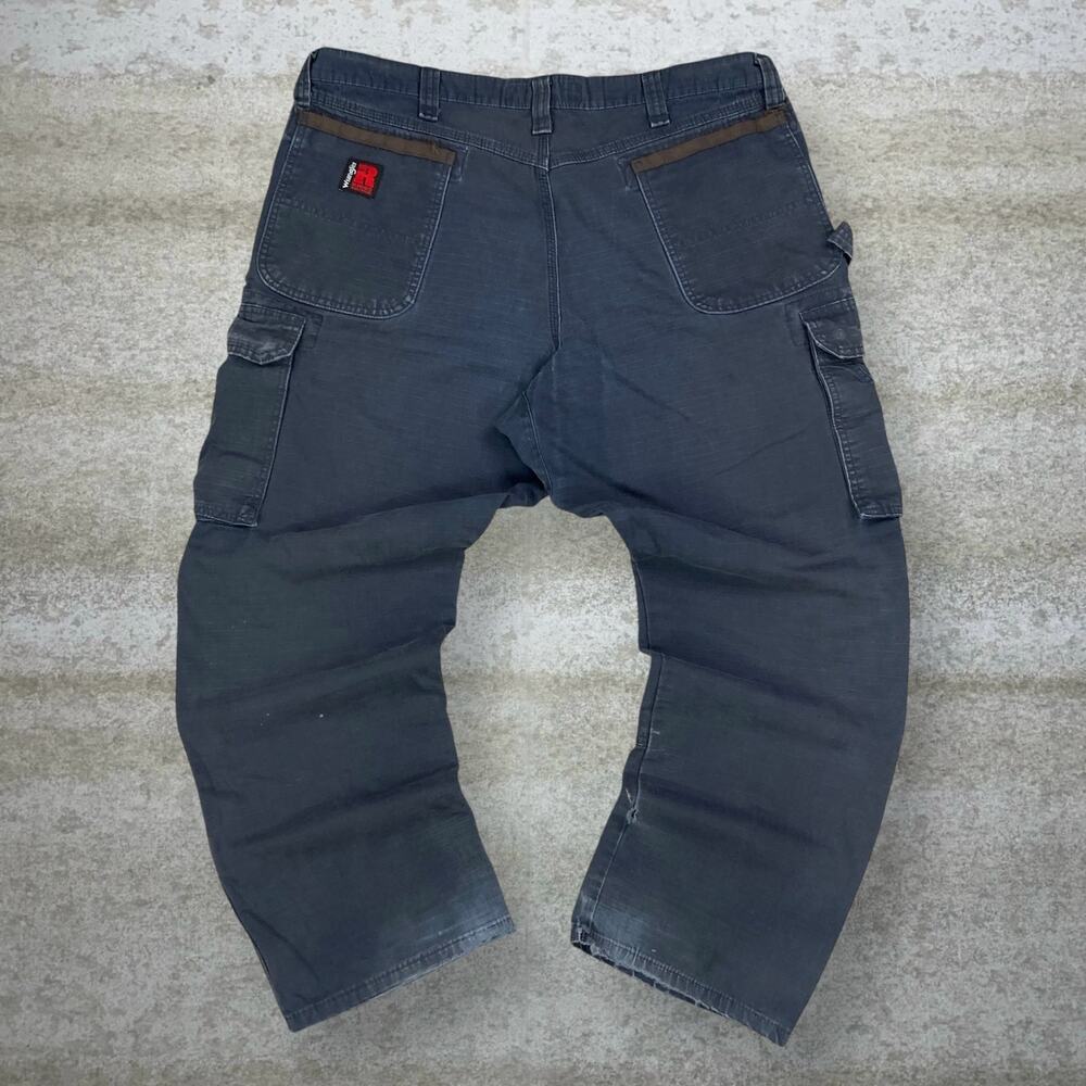 Vintage 90s Wrangler Riggs Carpenter Pants 38x32 Baggy Navy Blue Cotton Canvas